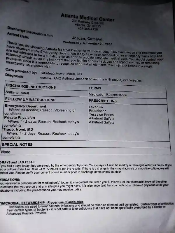 Fake Hospital Discharge Papers for Work